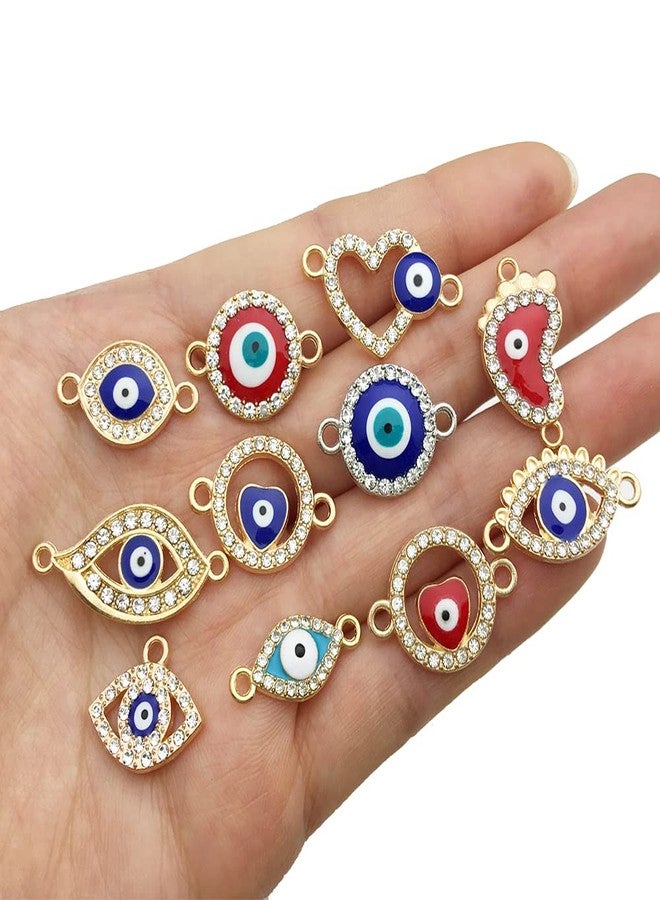 WOCRAFT 50pcs Evil Eye Beads Charms for Jewelry Making Assorted Evil Eye Connector Rhinestone Diamond Link Charms for Women Bracelet Earring Necklace DIY Craft (M703) - Image 3