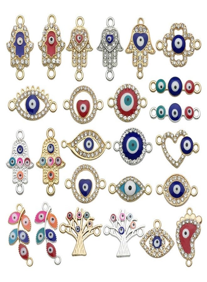 WOCRAFT 50pcs Evil Eye Beads Charms for Jewelry Making Assorted Evil Eye Connector Rhinestone Diamond Link Charms for Women Bracelet Earring Necklace DIY Craft (M703) - Image 2