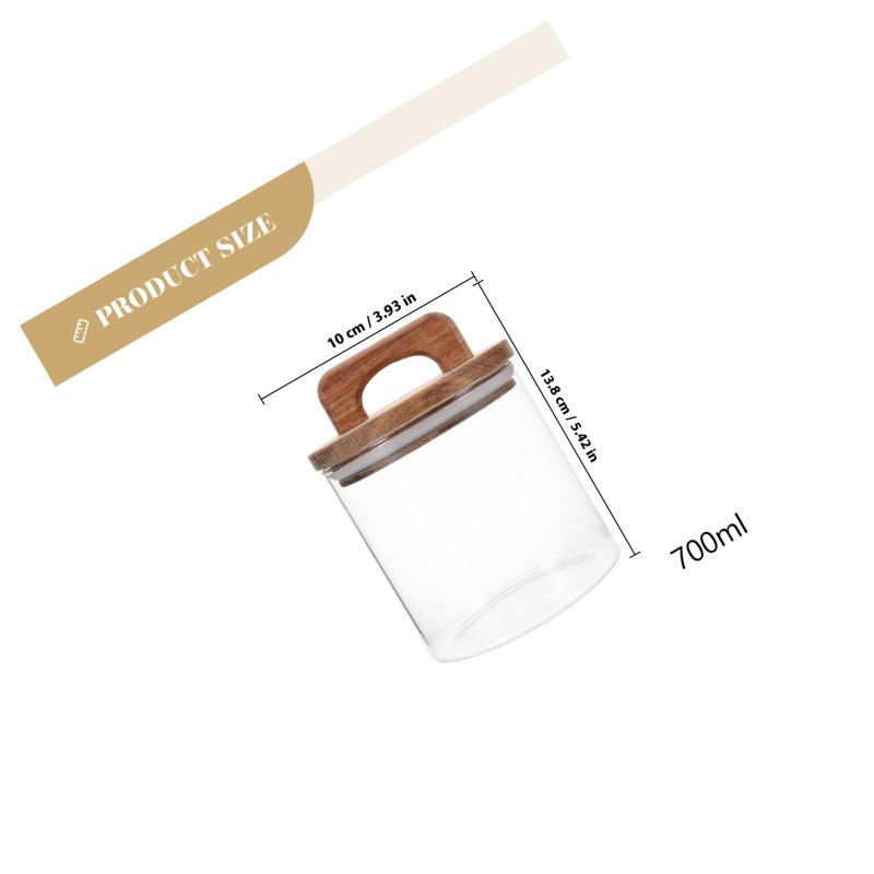 Glass Canister With Solid Wood Lid 700ml Airtight Storage Jar For Coffee Tea Grains Snacks Pantry Organization - Image 3