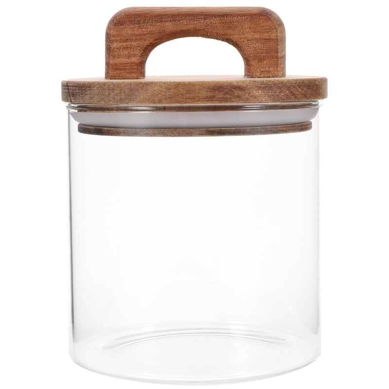 Glass Canister With Solid Wood Lid 700ml Airtight Storage Jar For Coffee Tea Grains Snacks Pantry Organization - Image 2