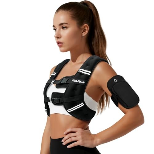 PICKPEAK Weighted Vest for Woman Man 5lb6lb8lb11lb12lb13lb15lb20lb25lb30lb Weighted Vest for Walking Strength Training Weight Vest with Adjustable Buckle Detachable Phone Pouch for Running Workout - Image 1