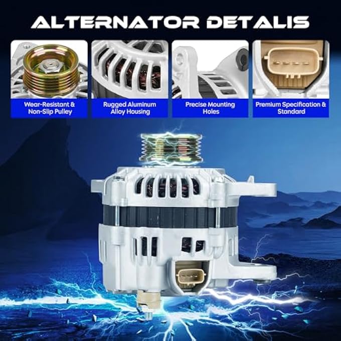 SEHNSUCHT Alternator Replacement New Compatible with Mitsubishi Eclipse 2.4L 2000-2005, for Mitsubishi Mirage 1.5L 1999-2002, Mitsubishi Galant 2.4L 1999, 12V, CW, 90Amp, IR/IF, Replace for A2TA5393, A2TA5393ZC - Image 2