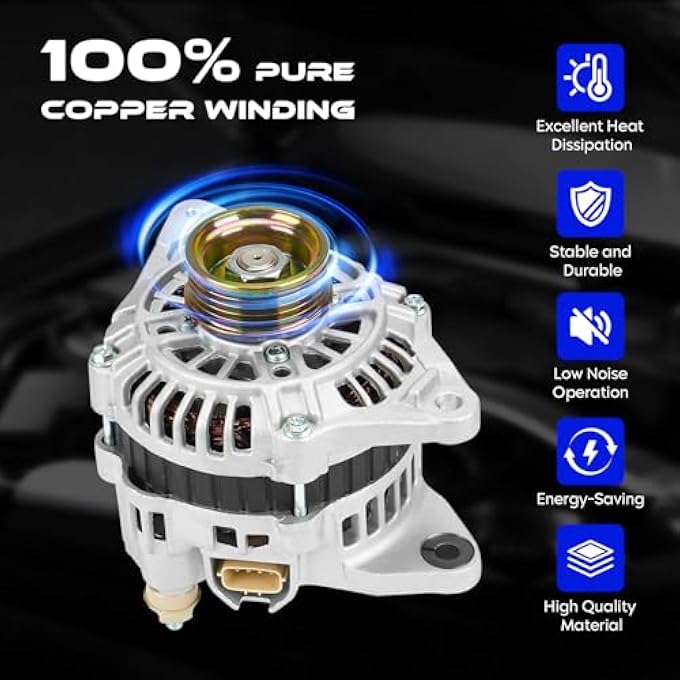SEHNSUCHT Alternator Replacement New Compatible with Mitsubishi Eclipse 2.4L 2000-2005, for Mitsubishi Mirage 1.5L 1999-2002, Mitsubishi Galant 2.4L 1999, 12V, CW, 90Amp, IR/IF, Replace for A2TA5393, A2TA5393ZC - Image 5