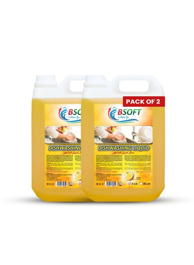 BSOFT Dish wash Liquid with Lemon Fragrance 5 Liter, Dual Pack - Image 1