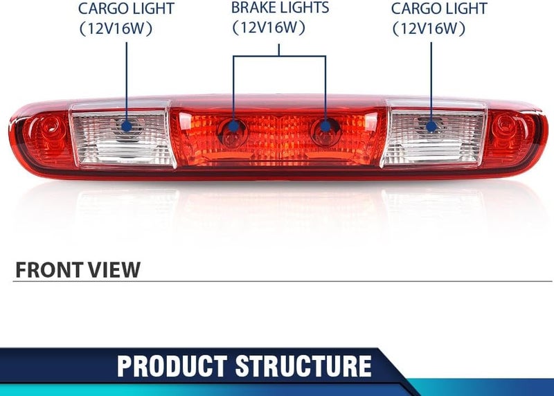 PIT66 Third Brake Light 3rd Cargo Lamp High Mount Stop Light Compatible with Chevy Silverado GMC Sierra 1500 2008-2013/Fit Chevy Silverado GMC Sierra 2500 HD 3500 HD 2008-2014 25890530 - Image 3