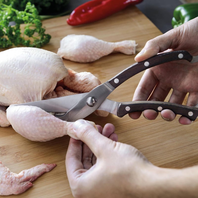 Berghoff Essential  25cm Poultry Multipurpose Scissor shears with dark wooden handle Security lock bracket - Image 2