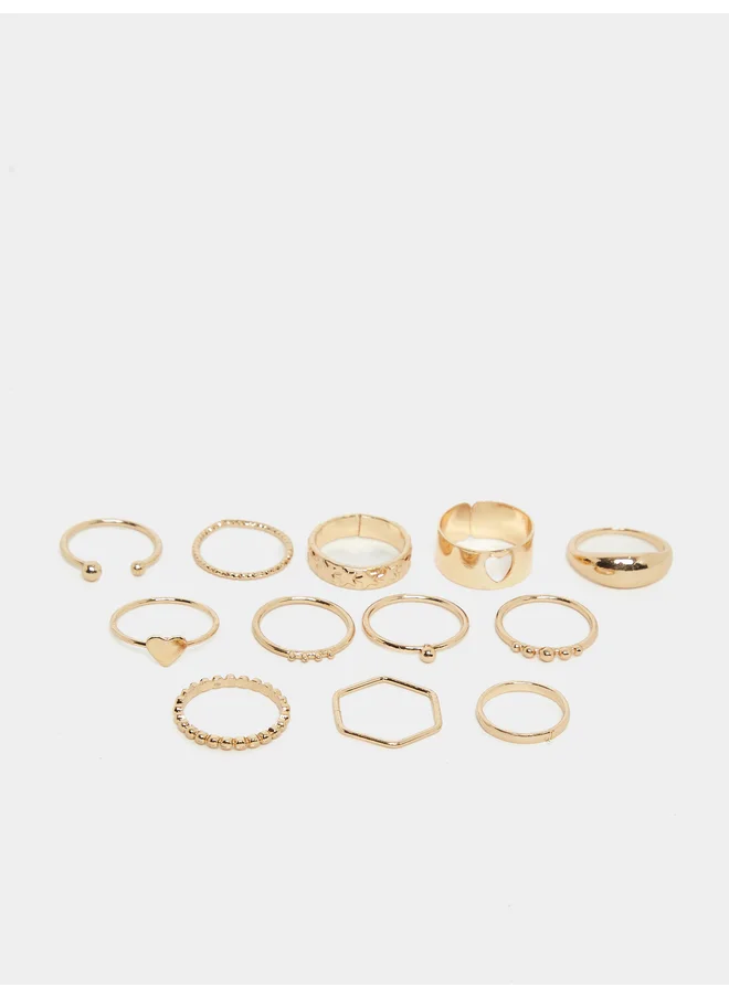 ستايلي Styli Set of 12 - Heart Accent Assorted Rings