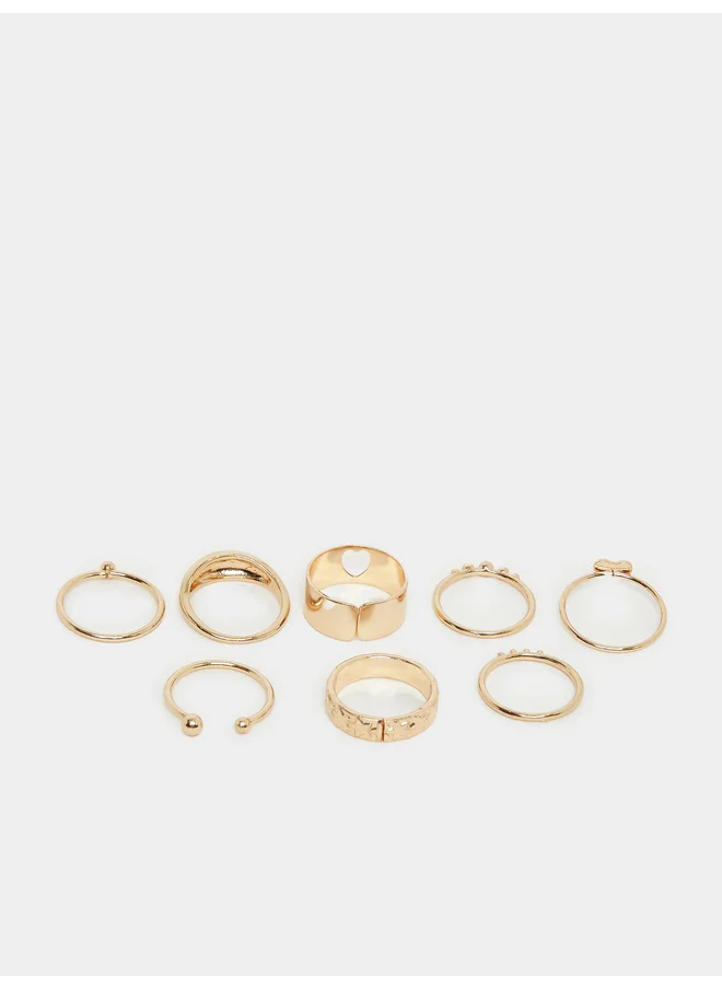 ستايلي Styli Set of 12 - Heart Accent Assorted Rings