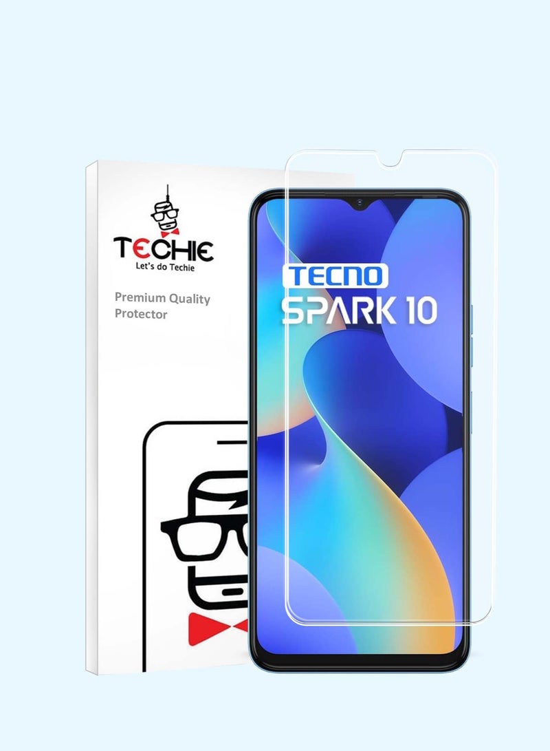 Techie HD Tempered Glass Screen Protector for Tecno Spark 10 - Anti Reflection Anti Bubbles 9H Hardness 0.33 mm Rounded Edges Easy Installation - Image 1