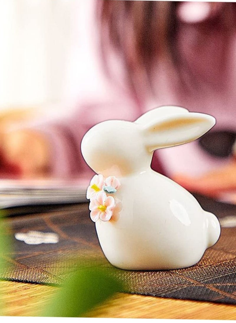 سيوسي Floral Ceramic Rabbit Home Decor, Bunny Ceramic, Animal Statues Deco, Rabbit Enamelware Rabbits Decorations Toy, Rabbits Figurines Animals Decoration, Ceramic Rabbit for Home Decor,Tabletop Decor - Image 5