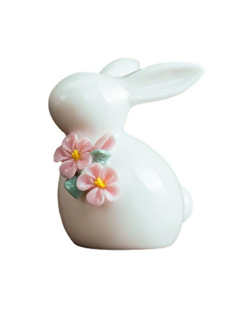 سيوسي Floral Ceramic Rabbit Home Decor, Bunny Ceramic, Animal Statues Deco, Rabbit Enamelware Rabbits Decorations Toy, Rabbits Figurines Animals Decoration, Ceramic Rabbit for Home Decor,Tabletop Decor - Image 1