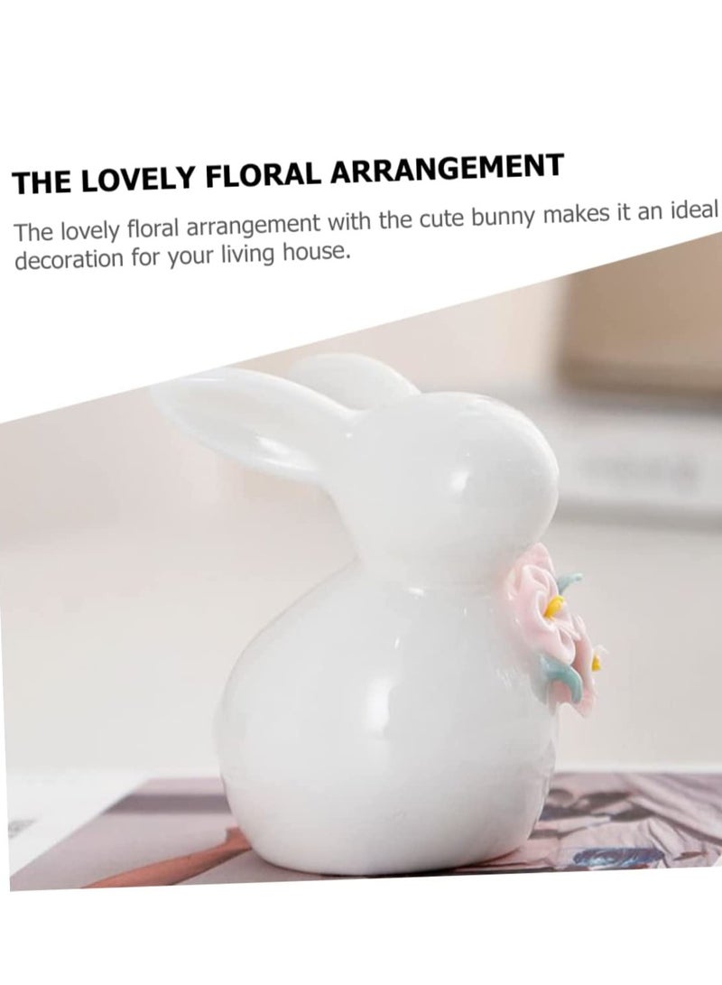سيوسي Floral Ceramic Rabbit Home Decor, Bunny Ceramic, Animal Statues Deco, Rabbit Enamelware Rabbits Decorations Toy, Rabbits Figurines Animals Decoration, Ceramic Rabbit for Home Decor,Tabletop Decor - Image 4