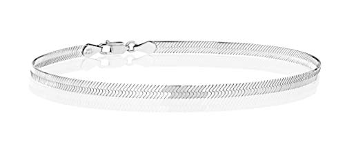 Miabella 925 Sterling Silver Italian Solid 3.5mm Flexible Flat Herringbone Link Chain Anklet Ankle Bracelet for Women, Made in Italy (sterling silver, 9 Inches) - Image 1