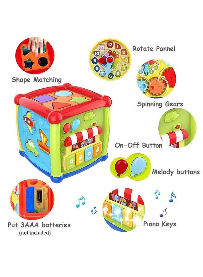 LONGMIRE Plastic Baby & Toddler 6 In 1 Activity Cube Musical Early Learning & Educational Toys For 1 Year Old Girl (Fancy Cube),Multicolor - Image 4