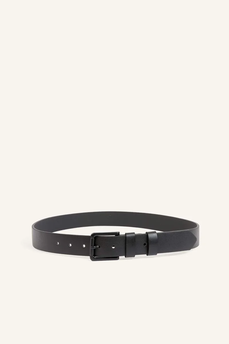 Man Rectangle Clasp Faux Leather Classic Belt