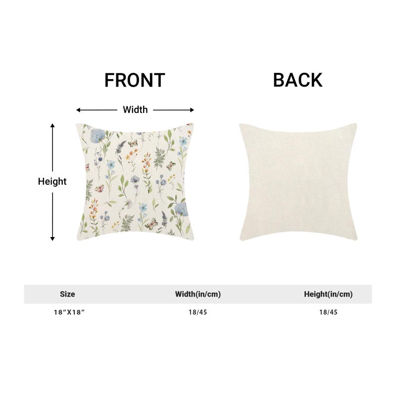 AEIOAE Spring Pillow Covers 18x18 Inch Set of 2, Sage Green Blue Wild Flower Throw Pillows Case,Colorful Seasonal Floral Plant Outdoor Decorative Farmhouse Decor Cushion Covers for Home Sofa Bed Couch - Image 5
