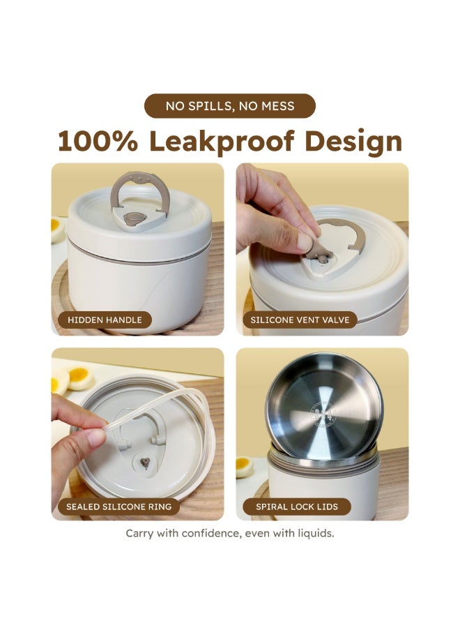 Nexso Premium Thermal Lunch Box Set | Insulated Stainless Steel Lunch Box with Leakproof Containers, Portable Thermal Lunch Bag, Microwave-Safe, Stackable & Perfect for Work, School, Travel, Picnics - Image 4