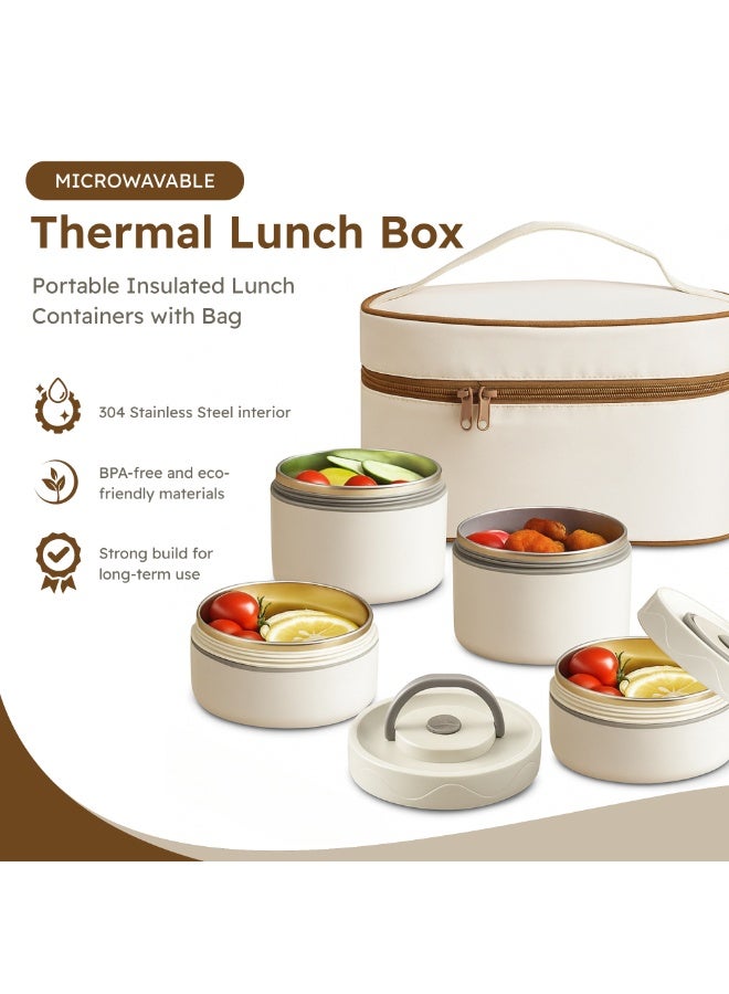 Nexso Premium Thermal Lunch Box Set | Insulated Stainless Steel Lunch Box with Leakproof Containers, Portable Thermal Lunch Bag, Microwave-Safe, Stackable & Perfect for Work, School, Travel, Picnics - Image 2