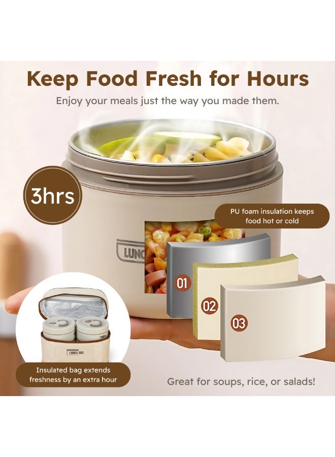 Nexso Premium Thermal Lunch Box Set | Insulated Stainless Steel Lunch Box with Leakproof Containers, Portable Thermal Lunch Bag, Microwave-Safe, Stackable & Perfect for Work, School, Travel, Picnics - Image 3