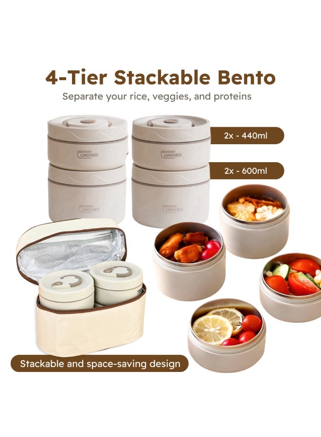 Nexso Premium Thermal Lunch Box Set | Insulated Stainless Steel Lunch Box with Leakproof Containers, Portable Thermal Lunch Bag, Microwave-Safe, Stackable & Perfect for Work, School, Travel, Picnics - Image 5