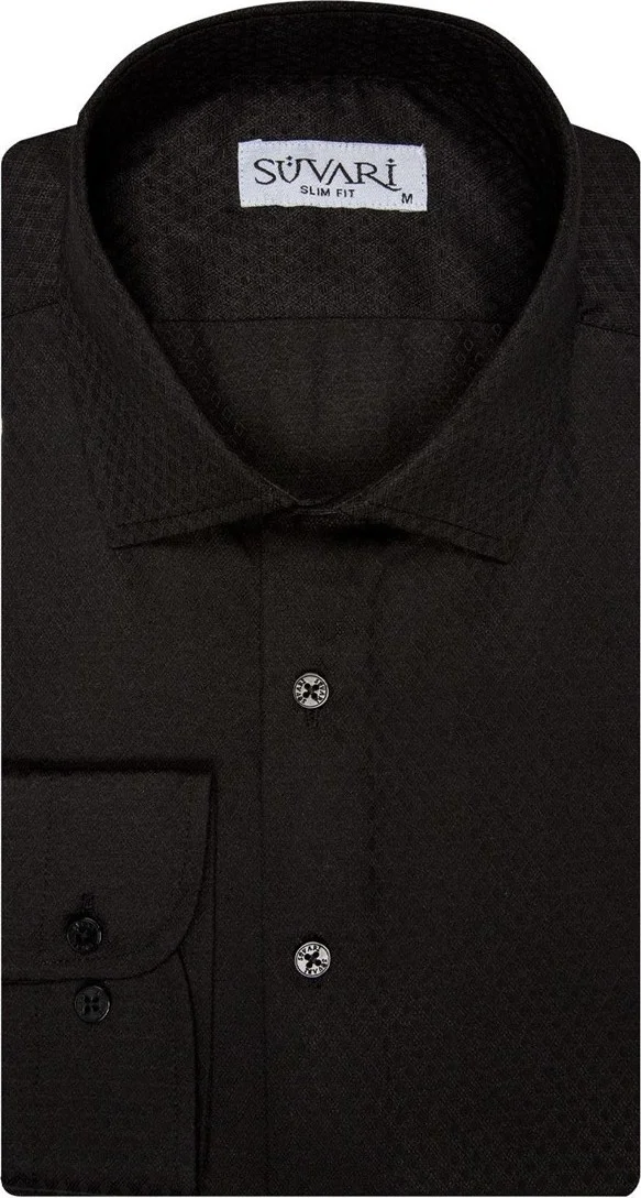 سوفاري Slim Fit Dobby Black Men's Shirt