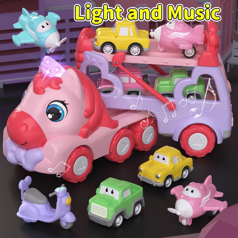 newcrave Toys for 1 2 3 Year Old Girl 7in1 Carrier Truck with Light  Music Toddler Girl Toys Age 13 24 1  2  3 Year Old Girls Birthday Gifts Christmas Easter - Image 3
