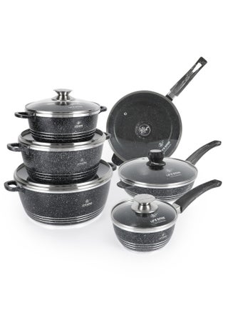12Pcs Pots and Pans Set, Non-Stick Cookware Sets-Black Granite Cookwares, Cooking Set Non-Stick Includes Casserole 20/24/28cm, Frying Pan 24/28cm & Saucepan 16cm with Lid (PFOS, PFOA Free) - pzsku/Z0FC6752F90B5E193A9E3Z/45/_/1739789300/5dd58980-e0d1-41cf-9a81-8214713dcc39
