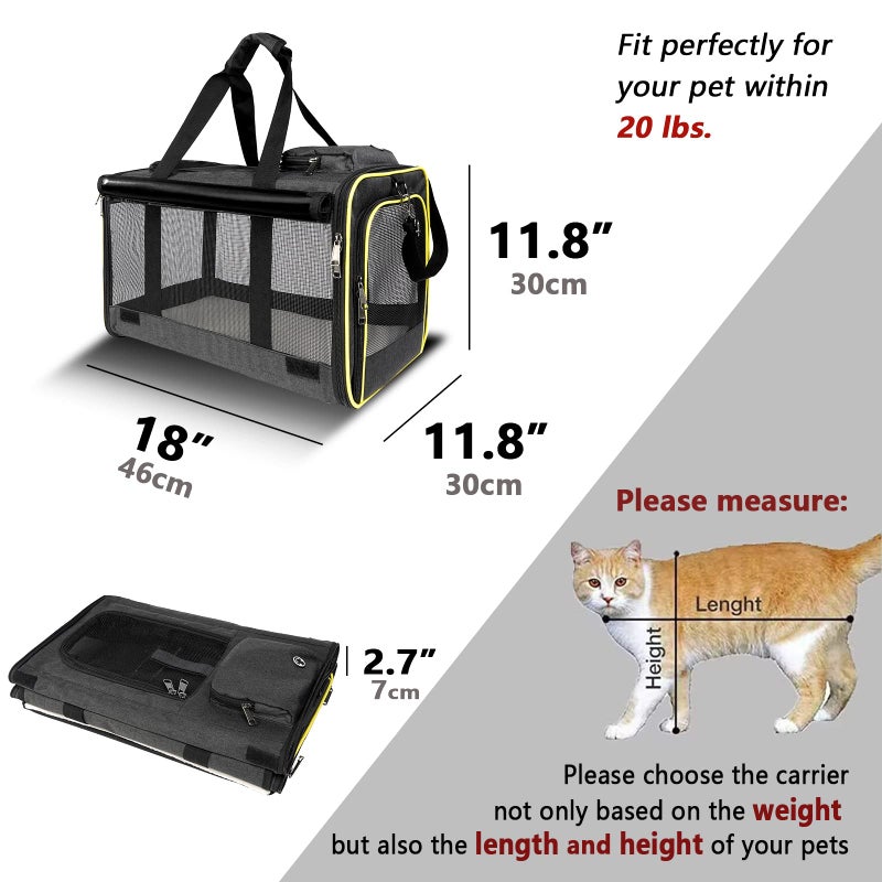 GAPZER Cat Carriers for Large Cats 20 lbs+ Soft Pet Carrier for Small Dog/Durable 2 Kitty Travel Bag/Medium Big Cats Puppy 15 Pounds/Softside Cat Carrier Large - Image 3