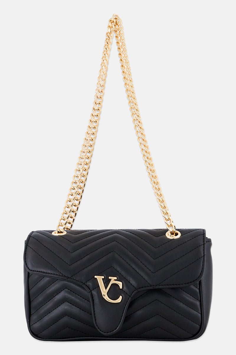 VINCE CAMUTO Women Brand Logo Shoulder Bag, Black  - Image 1