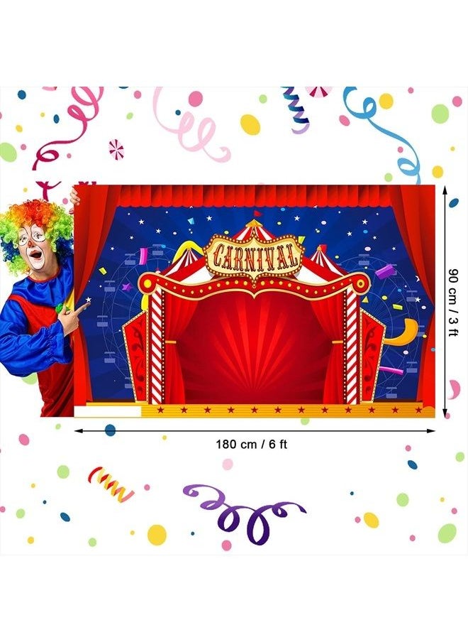Breling - Big Circus Theme Party Decorations Carnival Circus Tent Backdrop Party Decorations Carnival Banner for Kids Birthday Party Decorations Supplies, 6 x 3 ft - Image 1