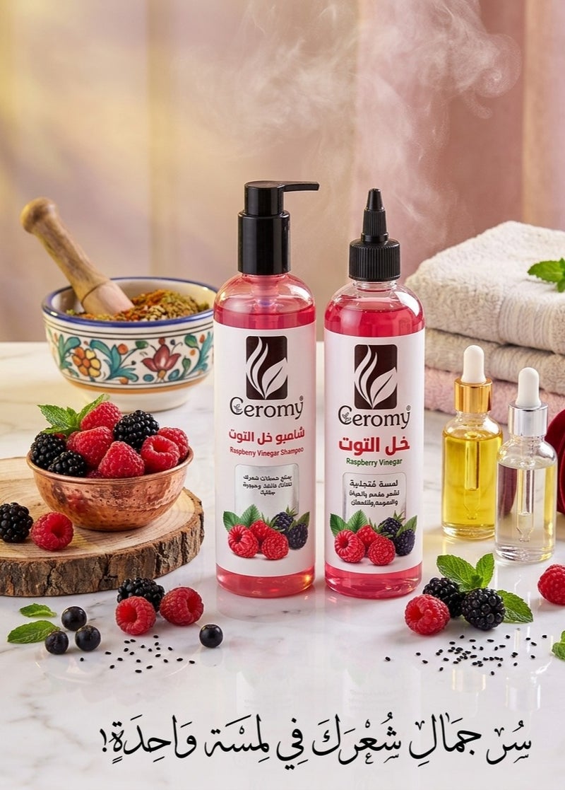 Geromy Raspberry Vinegar Hair Care Bundle - Clarifying Shampoo & Hair Rinse Complete Routine for Brilliant Shine - Image 2