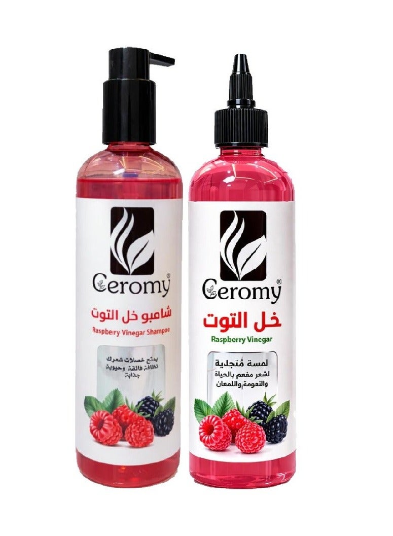 Geromy Raspberry Vinegar Hair Care Bundle - Clarifying Shampoo & Hair Rinse Complete Routine for Brilliant Shine - Image 1