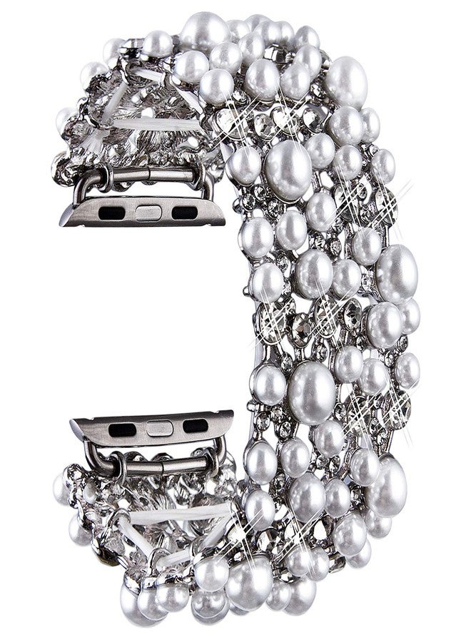 VIQIV Bling Bands for Compatible with Apple Watch 38mm 40mm 42mm 44mm Iwatch Series 6 5 4 3 2 1 Diamond Rhinestone Stainless Steel Metal Bracelet Wristband Strap for Women - Image 1