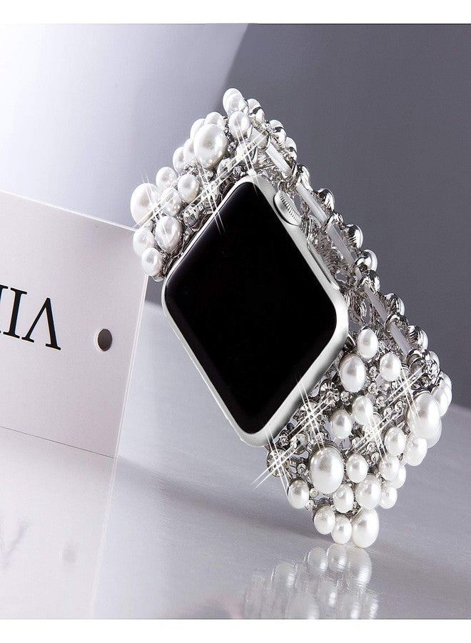 VIQIV Bling Bands for Compatible with Apple Watch 38mm 40mm 42mm 44mm Iwatch Series 6 5 4 3 2 1 Diamond Rhinestone Stainless Steel Metal Bracelet Wristband Strap for Women - Image 3