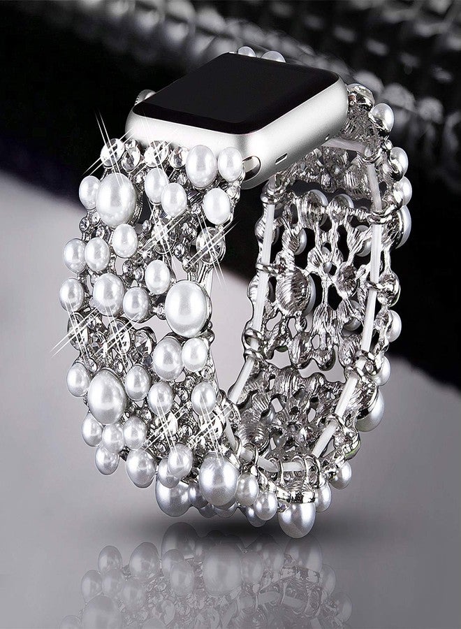 VIQIV Bling Bands for Compatible with Apple Watch 38mm 40mm 42mm 44mm Iwatch Series 6 5 4 3 2 1 Diamond Rhinestone Stainless Steel Metal Bracelet Wristband Strap for Women - Image 2
