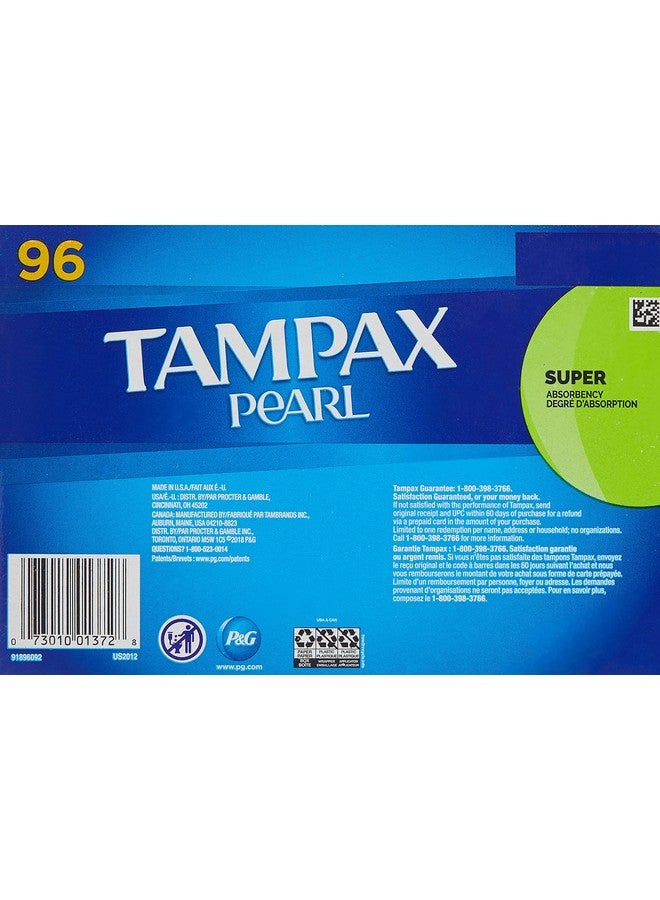 Tampax Pearl Unscented Super Absorbency Tampons, 96 Count - Image 3