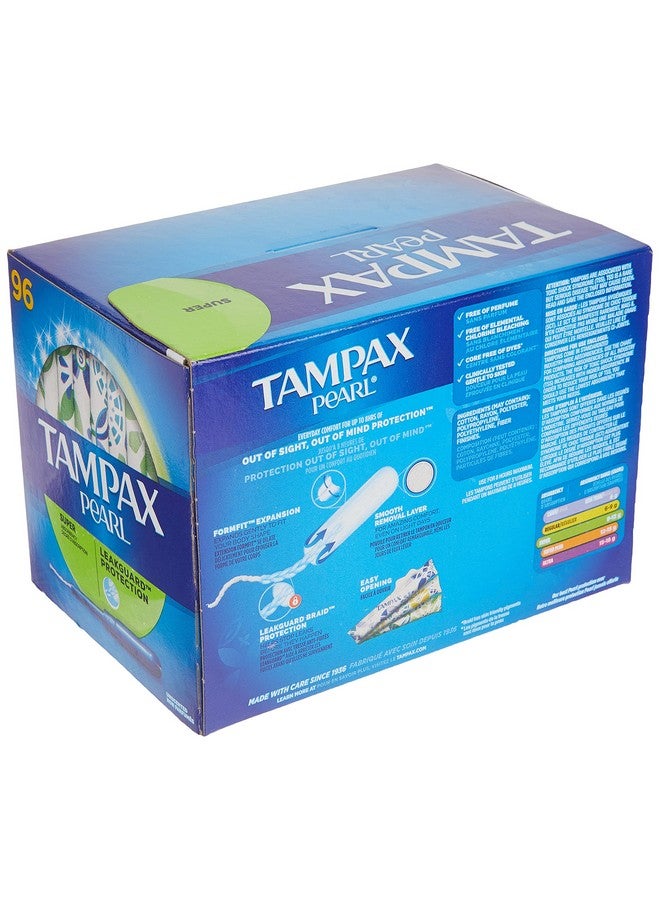 Tampax Pearl Unscented Super Absorbency Tampons, 96 Count - Image 5