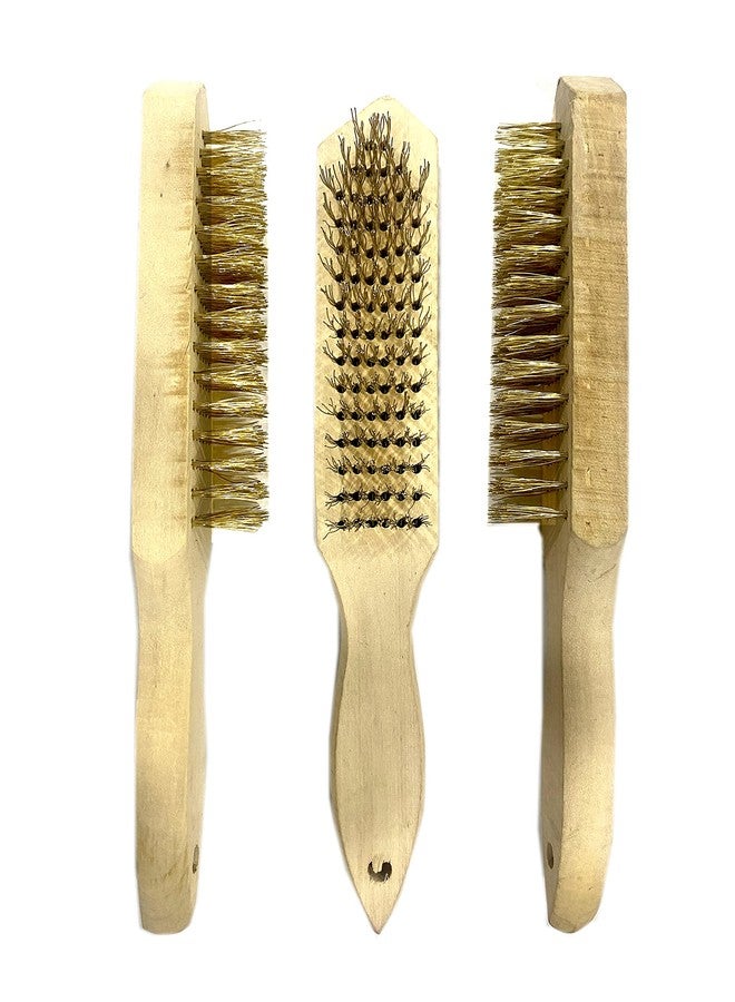 Jon Bhandari Tools 3pc Wooden Handle Wire Brush with Carbon Steel Bristles for Cleaning, Scrubbing, Rust & Paint removal and Polishing - Image 1