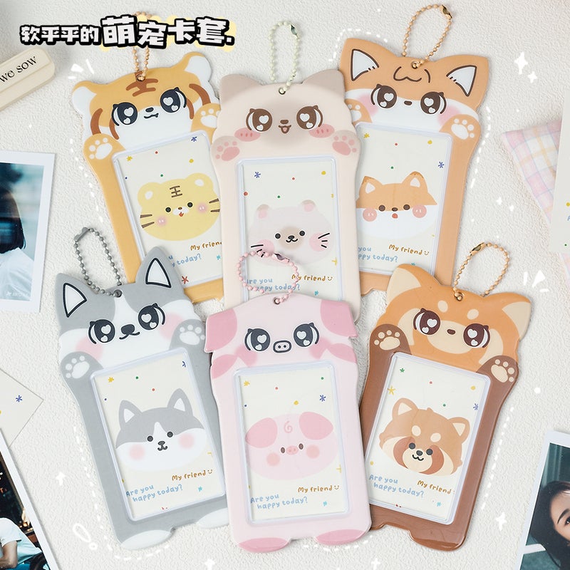 Soft Flat Cute Pet Card Set Cartoon Animal 3 Inch Pvc Key Chain Card Set Bus Card Meal Card Storage Card Pendant - Image 2