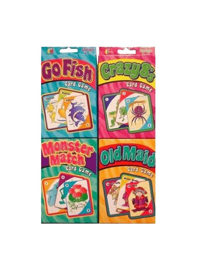 DDI Childrens Card Games: Old Maid, Go Fish, Crazy 8S & Monster Match (4 Decks)