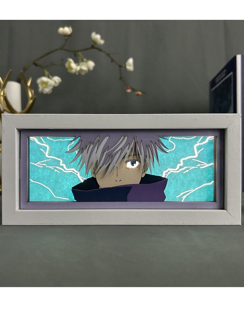 Anime Jujutsu Kaisen Paper Carving Light, Anime Paper Cutting Light RGB Remote Control 16 Color Brightness Adjustable Desktop Night Light - Image 1