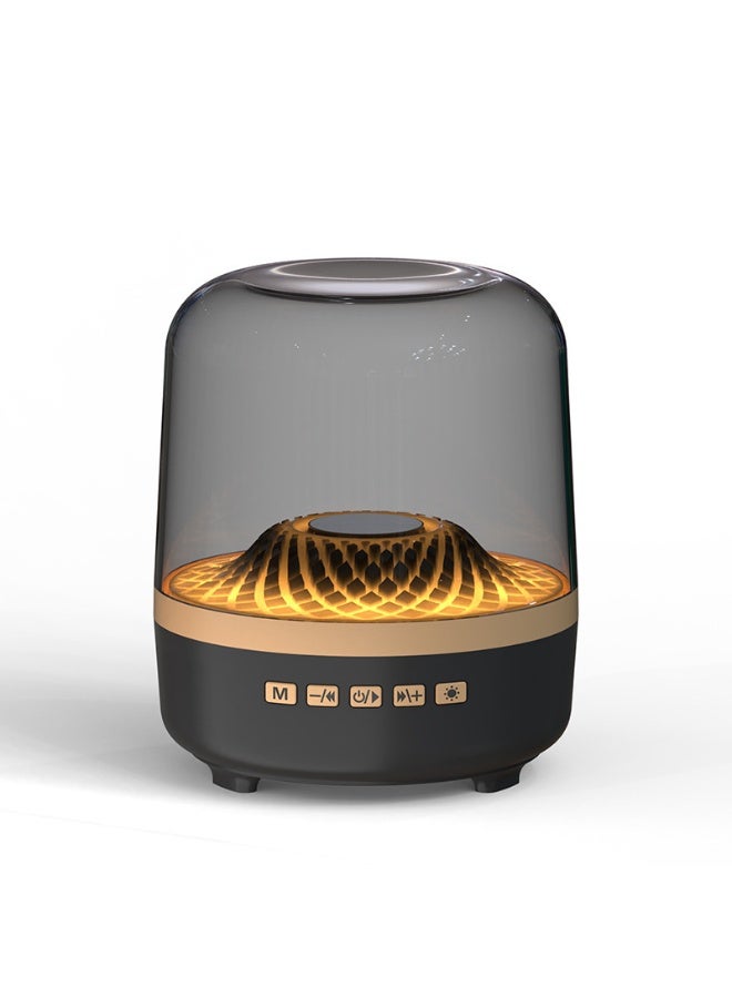 Black Gold RGB Light Portable Dual Speaker with Long Battery Life Bluetooth Speaker Crystal Glass Texture USB Audio Outdoor Home Office Hi Fi Heavy Bass Speaker - Image 1