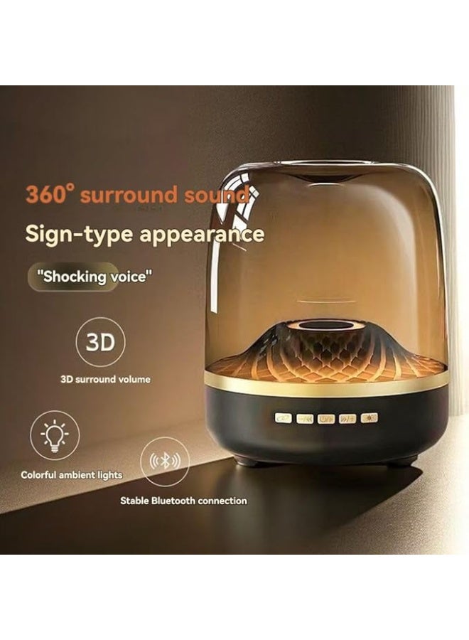 Black Gold RGB Light Portable Dual Speaker with Long Battery Life Bluetooth Speaker Crystal Glass Texture USB Audio Outdoor Home Office Hi Fi Heavy Bass Speaker - Image 2