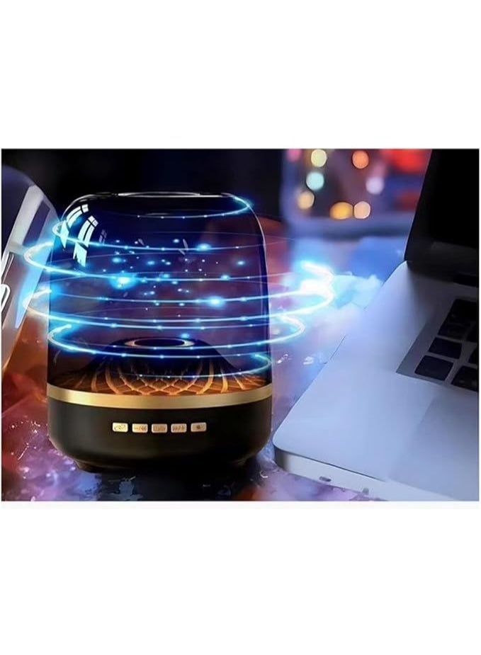Black Gold RGB Light Portable Dual Speaker with Long Battery Life Bluetooth Speaker Crystal Glass Texture USB Audio Outdoor Home Office Hi Fi Heavy Bass Speaker - Image 3