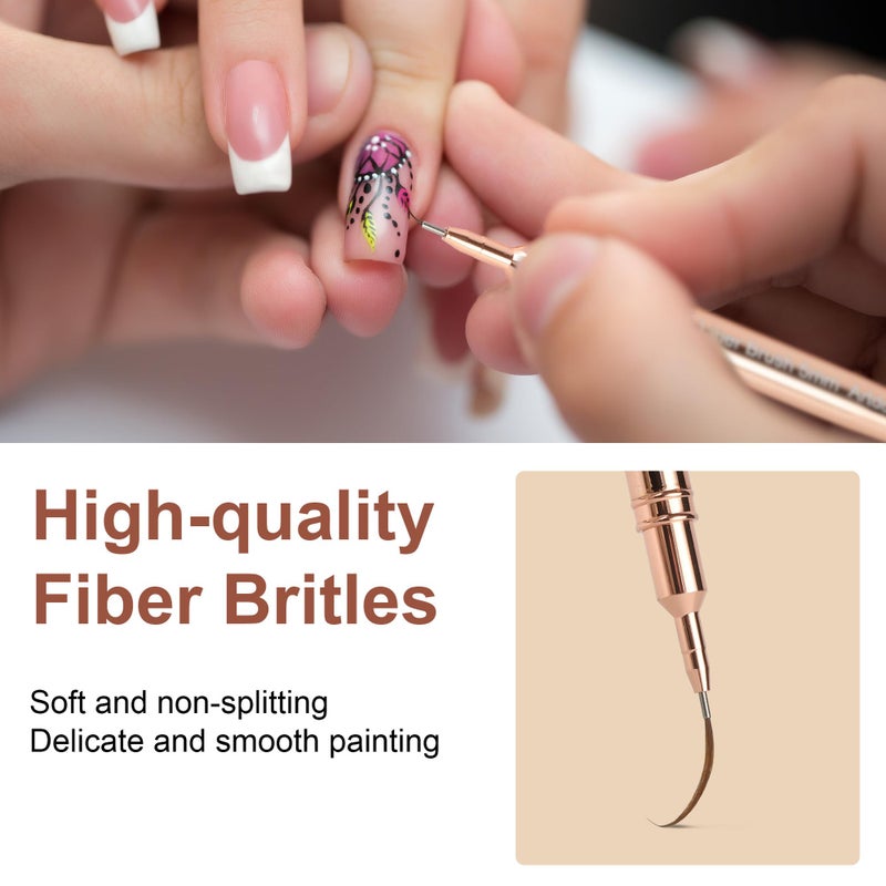 Artdone Metallic Nail Art Pens, Liner Brushes Set, 5PCS Copper Color Nail Tools For Long Lines, Thin Details, Fine Drawing, Liner Brush UV Gel Polish Painting Nail Design Sizes 5/8/12/20/25mm - Image 4