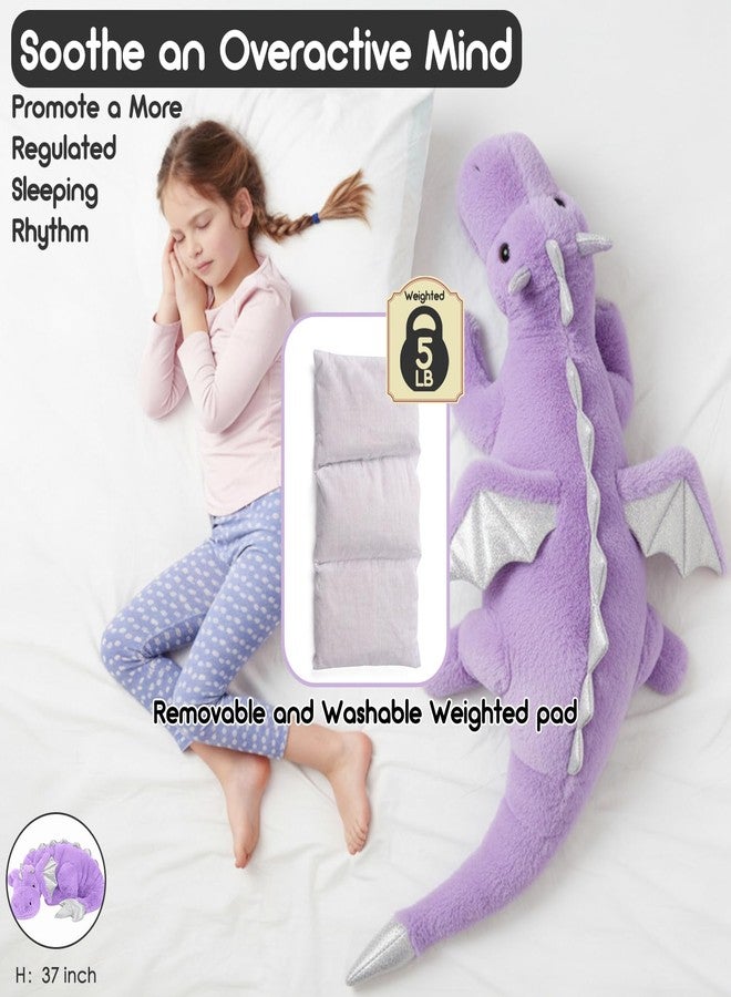 ARELUX Giant Weighted Winged Dragon Plush Toy - 35.4" 5lbs Soft Stuffed Animal for Comfort, Pterosaur Plushie Fuzzy Dinosaur Pillow Plushies Cuddly Removable and Washable Purple - Image 2