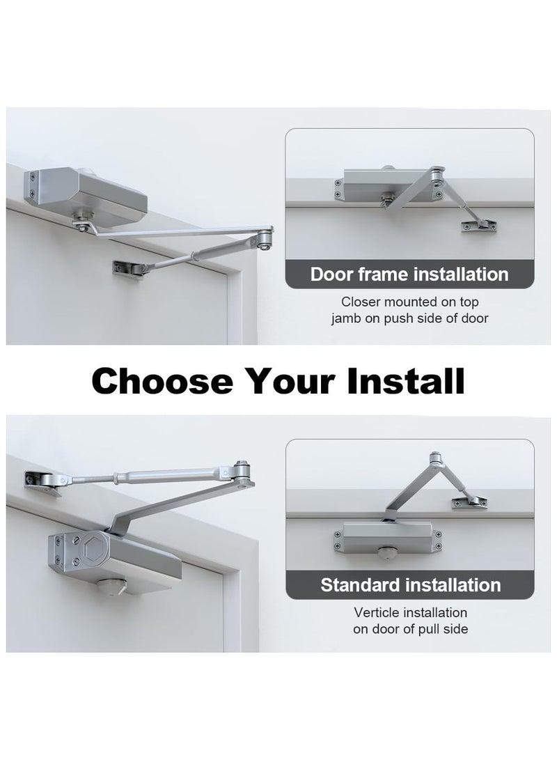 XiuWoo Automatic Door Closer Used for 65kg Door for Residential and Commercial, No Slam, Hydraulic Adjustable Door Closure for Home, Aluminum Alloy Body, Quiet Fireproof Slower Closer - Image 3