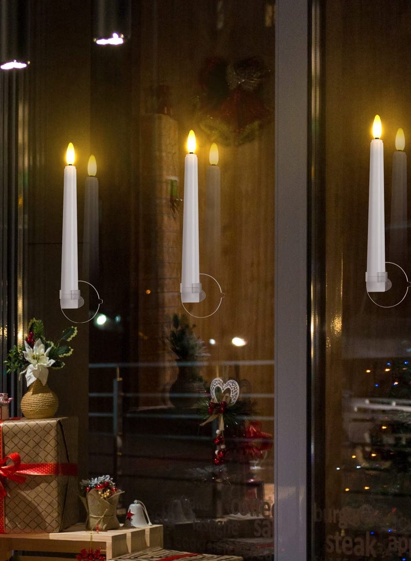SYOSI Flameless Taper Candles Flickering with Remote and Timer Window Candles with Gold Candlesticks and Suction Cups 8 Inch Warm White 3D Flame Candle - Image 4