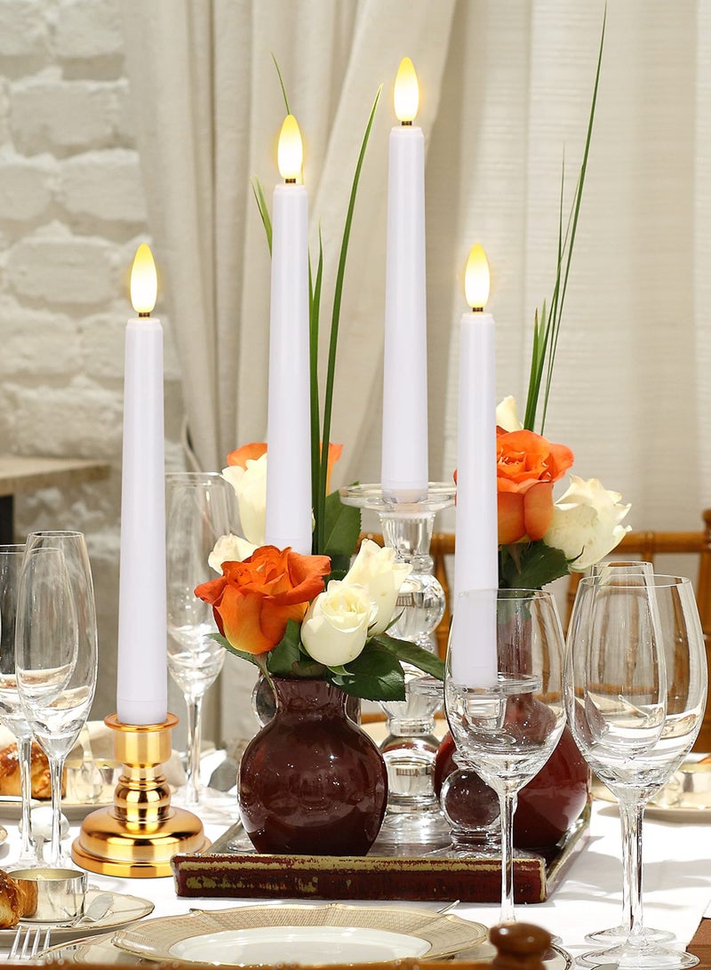 SYOSI Flameless Taper Candles Flickering with Remote and Timer Window Candles with Gold Candlesticks and Suction Cups 8 Inch Warm White 3D Flame Candle - Image 2