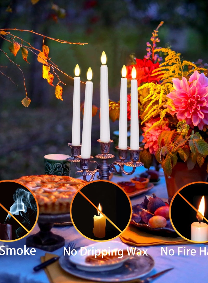 SYOSI Flameless Taper Candles Flickering with Remote and Timer Window Candles with Gold Candlesticks and Suction Cups 8 Inch Warm White 3D Flame Candle - Image 3